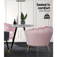 Artiss Armchair Lounge Chair Accent Armchairs Retro Single Sofa Velvet Pink Furniture > Bar Stools & Chairs Kings Warehouse 