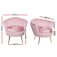 Artiss Armchair Lounge Chair Accent Armchairs Retro Single Sofa Velvet Pink Furniture > Bar Stools & Chairs Kings Warehouse 