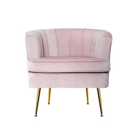 Artiss Armchair Lounge Chair Accent Armchairs Sofa Chairs Velvet Pink Couch Kings Warehouse 