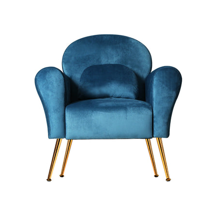 Artiss Armchair Lounge Chair Accent Chairs Armchairs Sofa Navy Velvet Cushion Kings Warehouse 