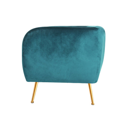 Artiss Armchair Lounge Sofa Arm Chair Accent Chairs Armchairs Couch Velvet Green Kings Warehouse 