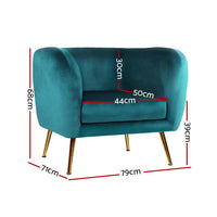 Artiss Armchair Lounge Sofa Arm Chair Accent Chairs Armchairs Couch Velvet Green Kings Warehouse 