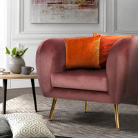 Artiss Armchair Lounge Sofa Arm Chair Accent Chairs Armchairs Couch Velvet Pink Kings Warehouse 