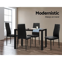 Artiss Astra 5-Piece Dining Table and Chairs Sets - Black Kings Warehouse 