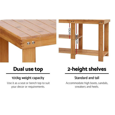 Artiss Bamboo Shoe Rack Bench Living Room Kings Warehouse 