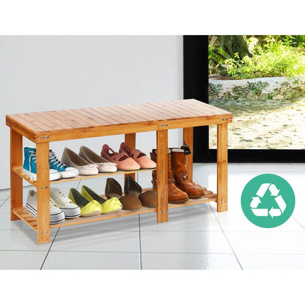 Artiss Bamboo Shoe Rack Bench Living Room Kings Warehouse 
