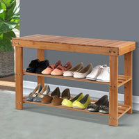Artiss Bamboo Shoe Rack Wooden Seat Bench Organiser Shelf Stool Bedroom Kings Warehouse 