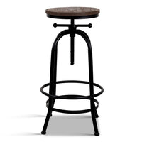 Artiss Bar Stool Industrial Round Seat Wood Metal - Black and Brown Bar Stools & Chairs Kings Warehouse 