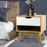 Artiss Bedside Table Drawer Nightstand Shelf Cabinet Storage Lamp Side Wooden Bedroom Kings Warehouse 