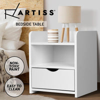 Artiss Bedside Table Drawer - White Kings Warehouse 