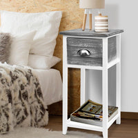 Artiss Bedside Table Nightstand Drawer Storage Cabinet Lamp Side Shelf Unit Grey Kings Warehouse 