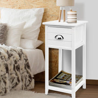 Artiss Bedside Table Nightstand Drawer Storage Cabinet Lamp Side Shelf White Kings Warehouse 