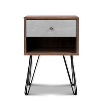 Artiss Bedside Table with Drawer - Grey & Walnut Kings Warehouse 