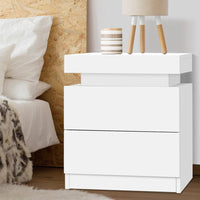 Artiss Bedside Tables 2 Drawers Side Table Storage Nightstand White Bedroom Wood Kings Warehouse 