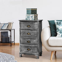 Artiss Bedside Tables Drawers Cabinet Vintage 4 Chest of Drawers Grey Nightstand Bedroom Kings Warehouse 