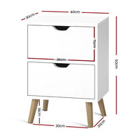 Artiss Bedside Tables Drawers Side Table Nightstand White Storage Cabinet Wood Bedroom Kings Warehouse 