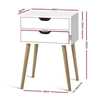 Artiss Bedside Tables Drawers Side Table Nightstand Wood Storage Cabinet White Bedroom Kings Warehouse 