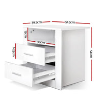 Artiss Bedside Tables Drawers Storage Cabinet Drawers Side Table White Living Room Kings Warehouse 