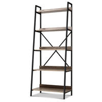 Artiss Bookshelf 5Tier Metal Bookcase Bookshelves Oak Book Shelf Display Storage Office Kings Warehouse 