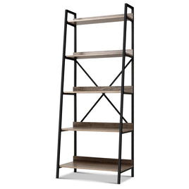 Artiss Bookshelf 5Tier Metal Bookcase Bookshelves Oak Book Shelf Display Storage Office Kings Warehouse 