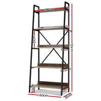 Artiss Bookshelf 5Tier Metal Bookcase Bookshelves Oak Book Shelf Display Storage Office Kings Warehouse 