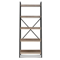 Artiss Bookshelf 5Tier Metal Bookcase Bookshelves Oak Book Shelf Display Storage Office Kings Warehouse 