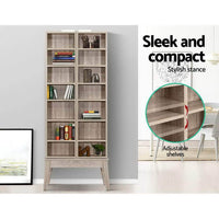 Artiss CD DVD Media Storage Display Shelf Folding Cabinet Bookshelf Bluray Rack Oak Kings Warehouse 
