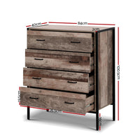 Artiss Chest of Drawers Tallboy Dresser Storage Cabinet Industrial Rustic Bedroom Kings Warehouse 