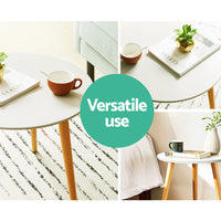 Artiss Coffee Table Round Side End Tables Bedside Furniture Wooden Scandinavian living room Kings Warehouse 