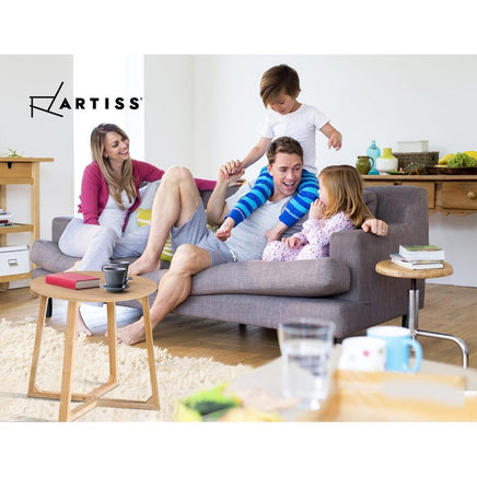 Artiss Coffee Table Round Side Tables Nightstand Bedside Furniture Wooden Beige Kings Warehouse 