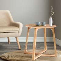 Artiss Coffee Table Round Side Tables Nightstand Bedside Furniture Wooden Beige Kings Warehouse 