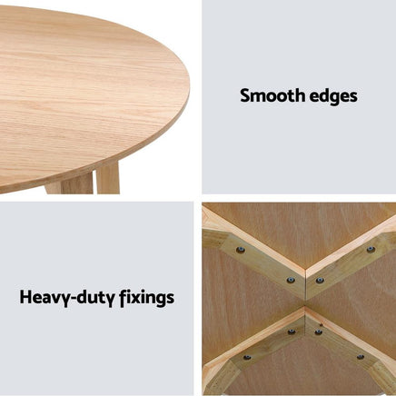 Artiss Coffee Table Round Side Tables Nightstand Bedside Furniture Wooden Beige Kings Warehouse 