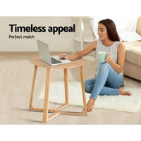 Artiss Coffee Table Round Side Tables Nightstand Bedside Furniture Wooden Beige Kings Warehouse 