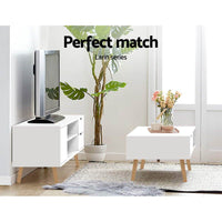 Artiss Coffee Table Storage Drawer Open Shelf Wooden Legs Scandinavian White Kings Warehouse 