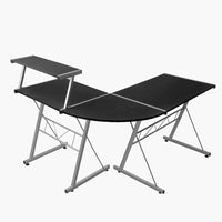 Artiss Corner Metal Pull Out Table Desk - Black Kings Warehouse 