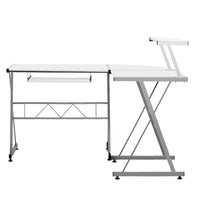 Artiss Corner Metal Pull Out Table Desk - White Kings Warehouse 