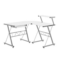 Artiss Corner Metal Pull Out Table Desk - White Kings Warehouse 