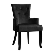 Kings Dining Chairs French Provincial Chair Velvet Fabric Timber Retro Black
