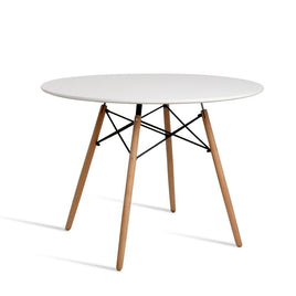 Artiss Dining Table 4 Seater Round Replica DSW Eiffel Kitchen Timber White Dining Kings Warehouse