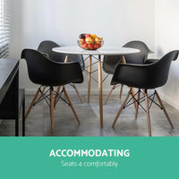 Artiss Dining Table 4 Seater Round Replica DSW Eiffel Kitchen Timber White Dining Kings Warehouse 