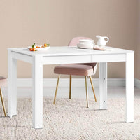 Artiss Dining Table 4 Seater Wooden Kitchen Tables White 120cm Cafe Restaurant Kings Warehouse 