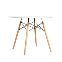 Artiss Dining Table Round 4 Seater Replica Tables Cafe Timber White 90cm Dining Kings Warehouse 