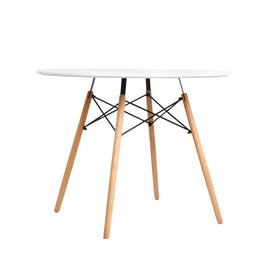 Artiss Dining Table Round 4 Seater Replica Tables Cafe Timber White 90cm Dining Kings Warehouse 