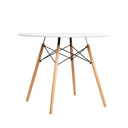 Artiss Dining Table Round 4 Seater Replica Tables Cafe Timber White 90cm Dining Kings Warehouse 