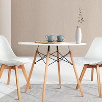 Artiss Dining Table Round 4 Seater Replica Tables Cafe Timber White 90cm Dining Kings Warehouse 