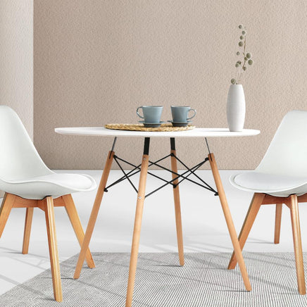 Artiss Dining Table Round 4 Seater Replica Tables Cafe Timber White 90cm Dining Kings Warehouse 