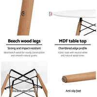 Artiss Dining Table Round 4 Seater Replica Tables Cafe Timber White 90cm Dining Kings Warehouse 