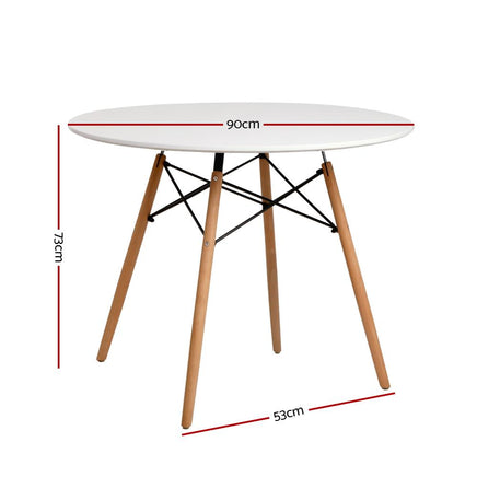 Artiss Dining Table Round 4 Seater Replica Tables Cafe Timber White 90cm Dining Kings Warehouse 