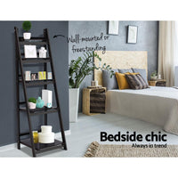 Artiss Display Shelf 5 Tier Wooden Ladder Stand Storage Book Shelves Rack Coffee Kings Warehouse 