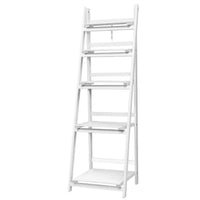 Artiss Display Shelf 5 Tier Wooden Ladder Stand Storage Book Shelves Rack White Kings Warehouse 